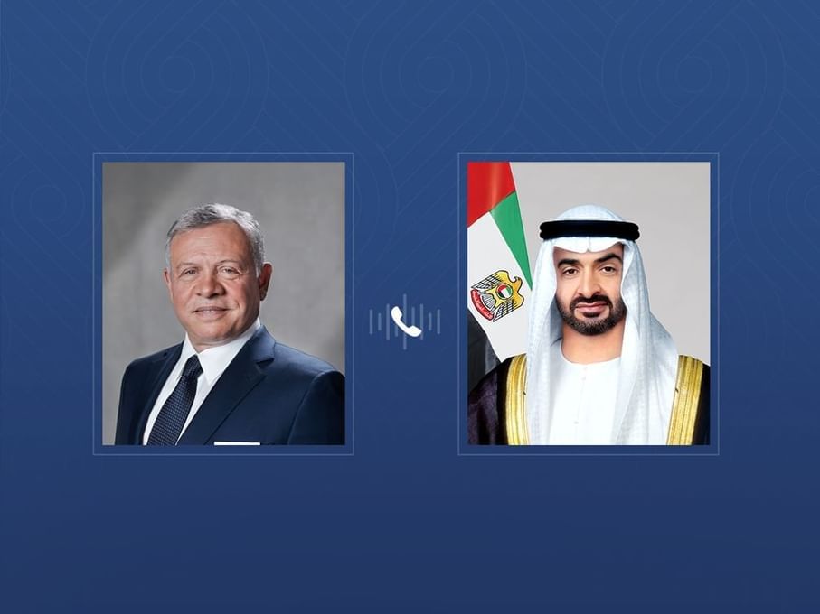 رئيس الدولة يتلقى اتصالاً هاتفياً من ملك الأردن أدان خلاله الاعتداءات الإيرانية الإرهابية التي تستهدف الإمارات