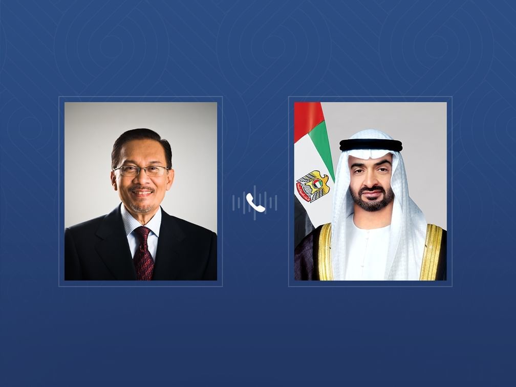 خلال اتصال مع رئيس الدولة..رئيس وزراء ماليزيا يدين الاعتداءات الإيرانية على أراضي الإمارات ودول المنطقة ويدعو إلى العودة للحوار والوسائل الدبلوماسية